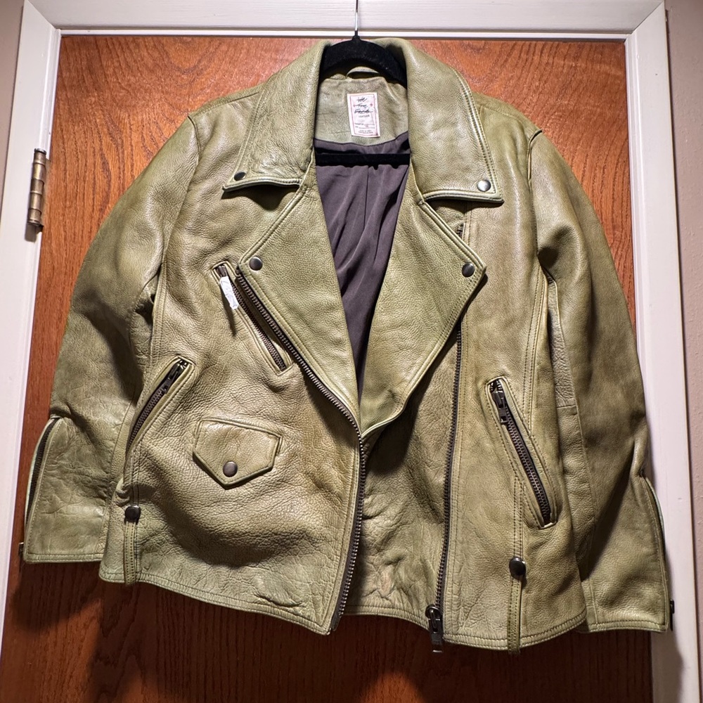 Free People We The Free Jealousy 100% genuine real leather moto jacket - Picture 2 of 5